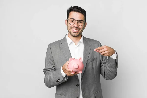 Young Adult Handsome Hispanic Man Savings Business Concept — ストック写真