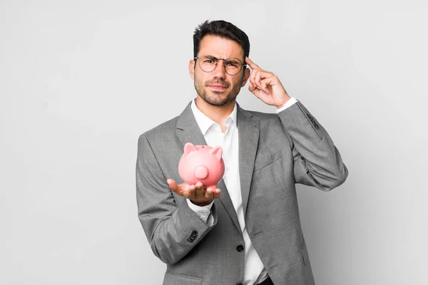 Young Adult Handsome Hispanic Man Savings Business Concept — Stockfoto