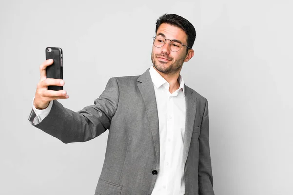 Young Adult Handsome Hispanic Man Business Concept Mobile Phone — kuvapankkivalokuva