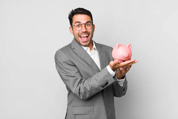 Young Adult Handsome Hispanic Man Savings Business Concept — Stockfoto