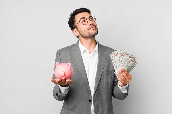 Young Adult Handsome Hispanic Man Savings Business Concept — Stockfoto