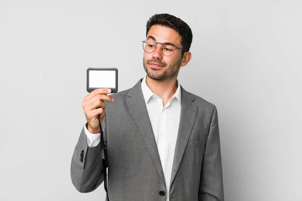 Young Adult Handsome Hispanic Man Business Vip Pass Concept — Stockfoto