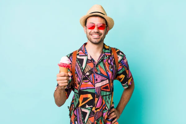 Young Adult Handsome Man Summer Ice Cream Concept — ストック写真