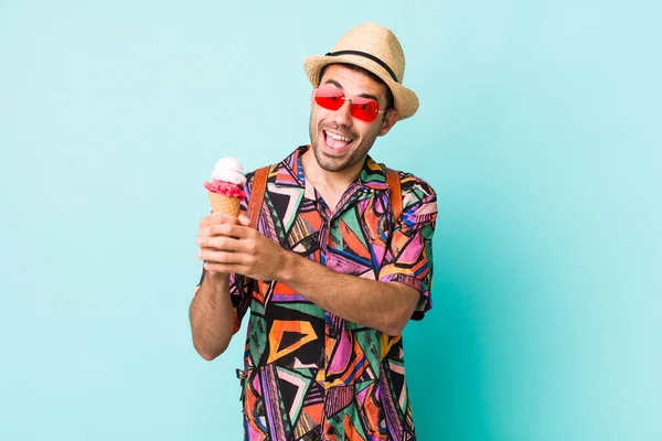 Young Adult Handsome Man Summer Ice Cream Concept — ストック写真