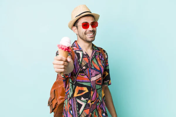 Young Adult Handsome Man Summer Ice Cream Concept — Stockfoto