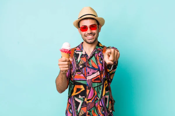 Young Adult Handsome Man Summer Ice Cream Concept — Foto de Stock