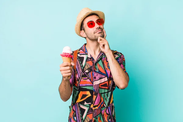 Young Adult Handsome Man Summer Ice Cream Concept — Zdjęcie stockowe