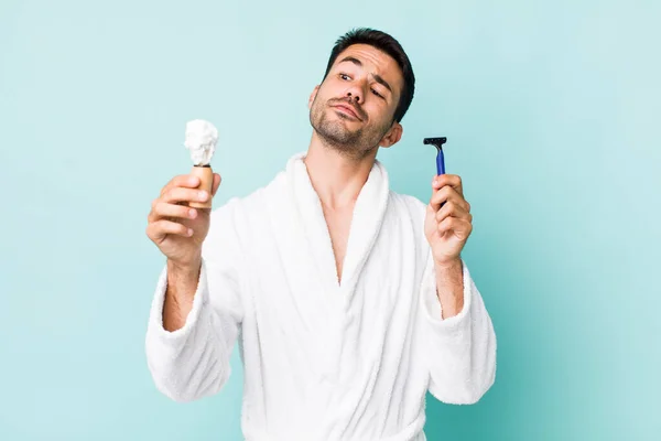 Young Hispanic Man Shaving Concept — 스톡 사진