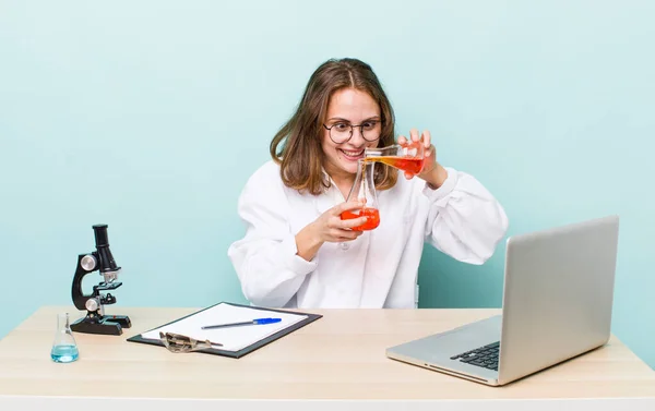 Young Physician Woman Microscophe Sciencist Concept — Stok fotoğraf