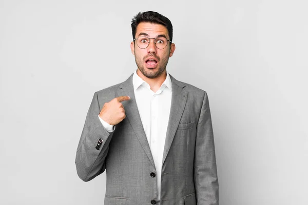 Young Adult Hispanic Man Looking Shocked Surprised Mouth Wide Open — Stock Photo, Image