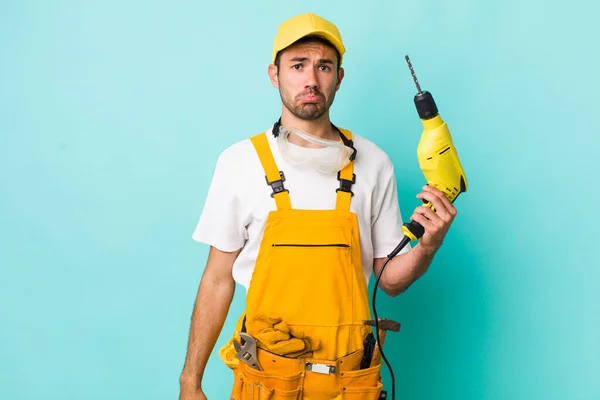 Young Adult Hispanic Man Feeling Sad Whiney Unhappy Look Crying — Photo