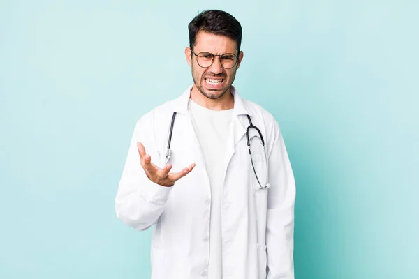 Young Adult Hispanic Man Looking Angry Annoyed Frustrated Physician Concept — Stock Photo, Image