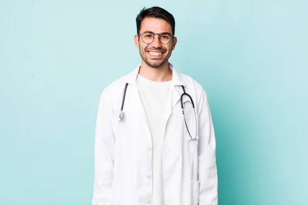 Young Adult Hispanic Man Looking Happy Pleasantly Surprised Physician Concept — 스톡 사진
