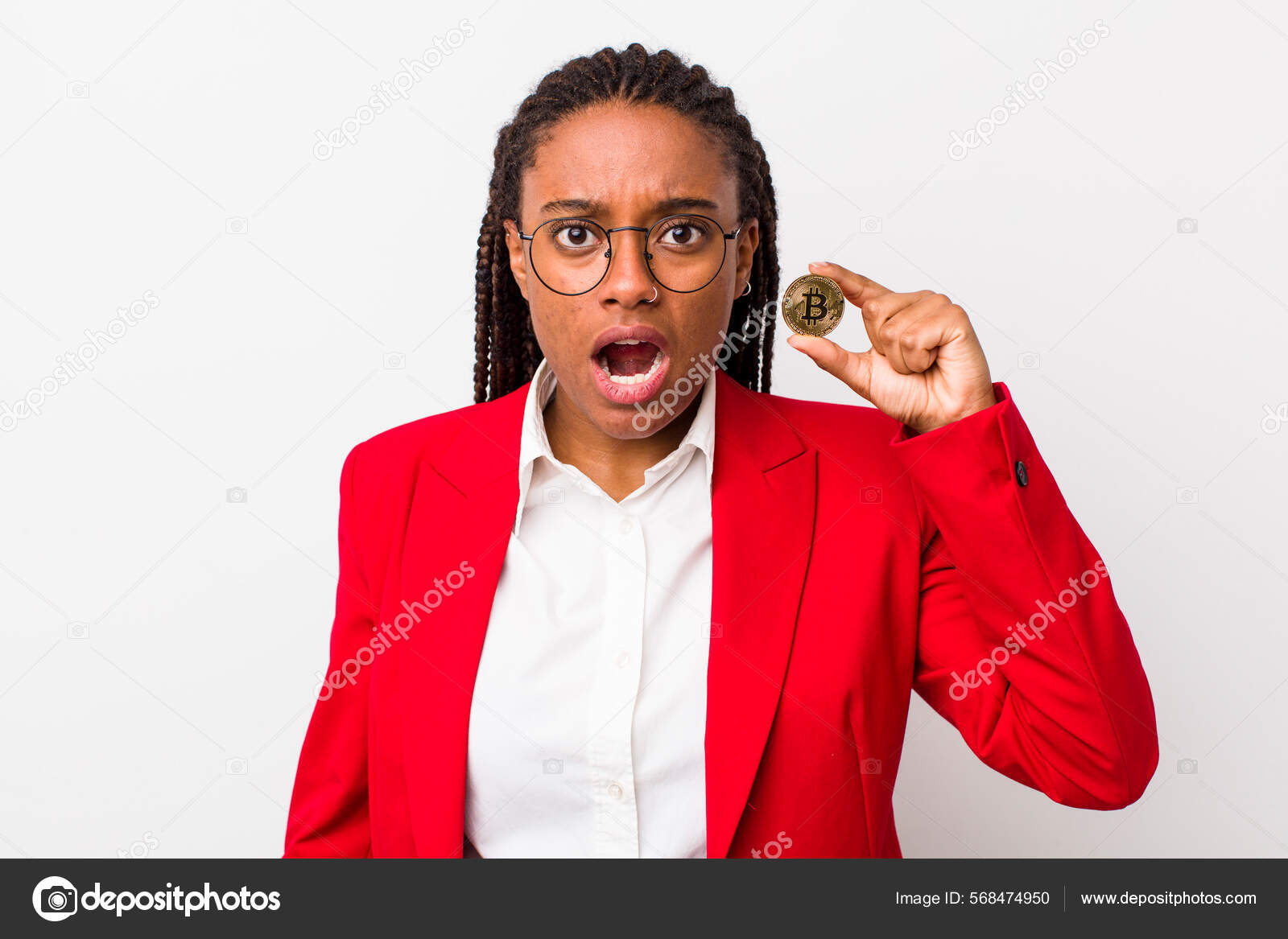 Young Adult Black Woman Looking Very Shocked Surprised Crypto Coin — Stock  Photo © kues #568474950