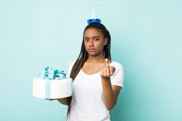 Young Adult Black Woman Feeling Angry Annoyed Rebellious Aggressive Birthday — Fotografia de Stock