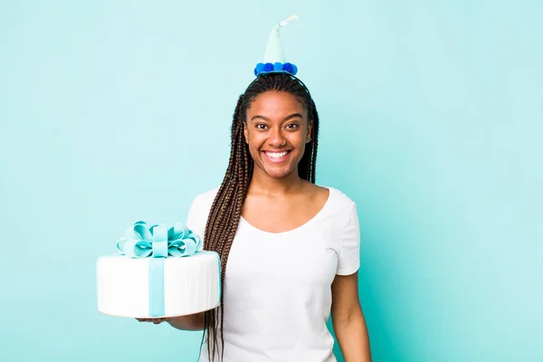 Young Adult Black Woman Looking Happy Pleasantly Surprised Birthday Concept — Fotografia de Stock