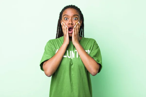 Young Adult Black Woman Feeling Shocked Scared — Stockfoto