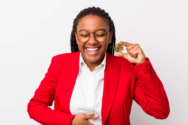 Young Adult Black Woman Laughing Out Loud Some Hilarious Joke — Stockfoto