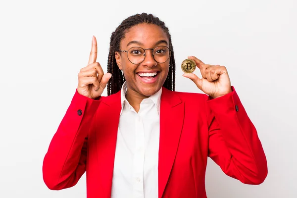 Young Adult Black Woman Feeling Happy Excited Genius Realizing Idea —  Fotos de Stock