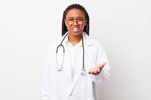 Young Adult Black Woman Looking Angry Annoyed Frustrated Physician Concept — Stock Photo, Image