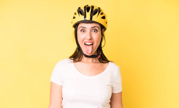 Young Adult Pretty Woman Cheerful Rebellious Attitude Joking Sticking Tongue — Stockfoto
