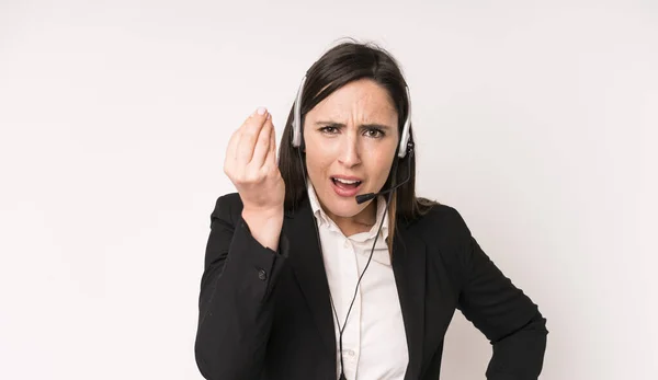 Junge Erwachsene Hübsche Frau Macht Capice Oder Geld Geste Und — Stockfoto