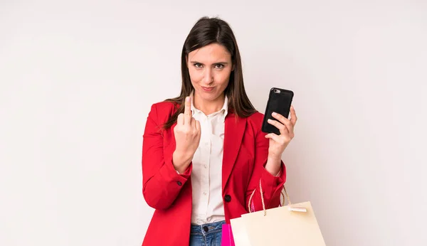 Jovem Mulher Bonita Adulto Sentindo Raiva Irritado Rebelde Agressivo Conceito — Fotografia de Stock