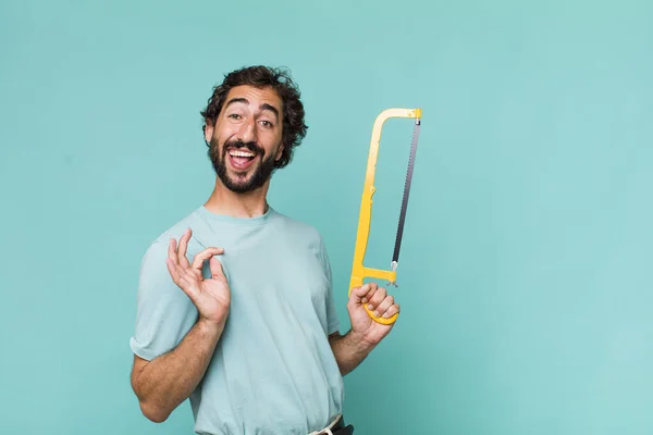 Jonge Volwassen Spaanse Gekke Man Klusjesman Concept — Stockfoto