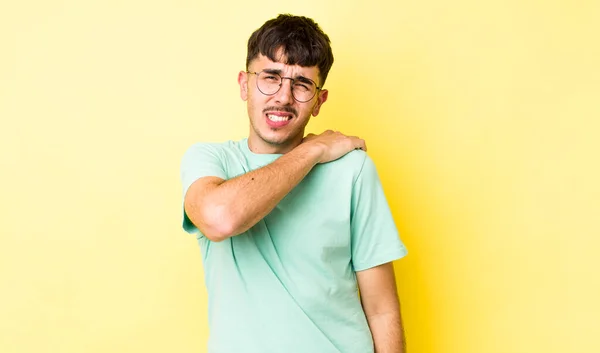Young Adult Hispanic Man Feeling Tired Stressed Anxious Frustrated Depressed — Stock Photo, Image