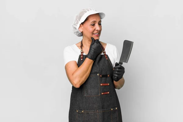 Mujer Mediana Edad Sonriendo Con Una Expresión Feliz Segura Con —  Fotos de Stock