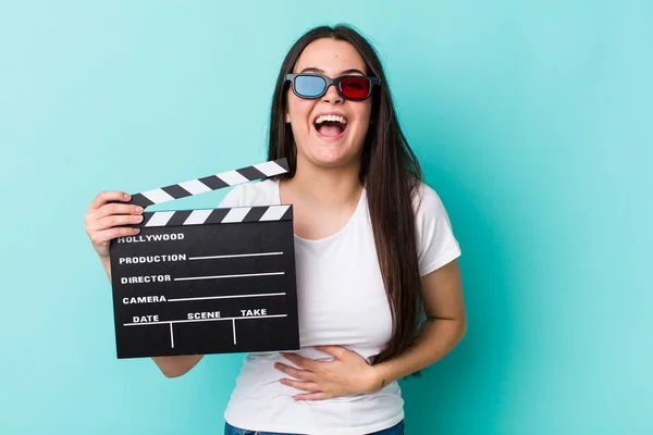 Young Adult Woman Laughing Out Loud Some Hilarious Joke Movie — Stockfoto