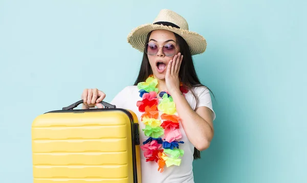 Young Adult Woman Feeling Happy Excited Surprised Summer Holidays Concept — Stock Photo, Image