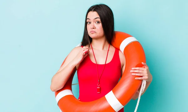 Young Adult Woman Looking Arrogant Successful Positive Proud Lifeguard Concept — Stock Photo, Image