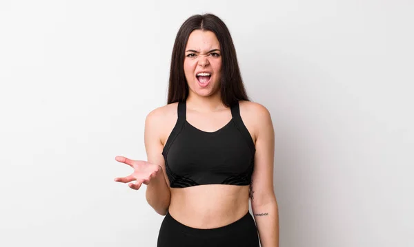 Young Adult Woman Looking Angry Annoyed Frustrated Fitness Concept — Stockfoto