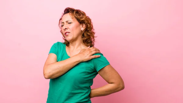 Middle Age Hispanic Woman Feeling Tired Stressed Anxious Frustrated Depressed — Stock Photo, Image