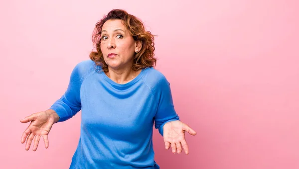Middle Age Hispanic Woman Feeling Clueless Confused Having Idea Absolutely — Stock fotografie
