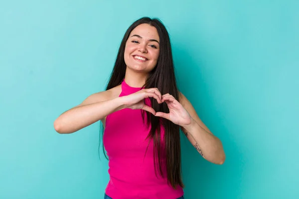 Ung Vuxen Kvinna Ler Och Känner Sig Lycklig Söt Romantisk — Stockfoto