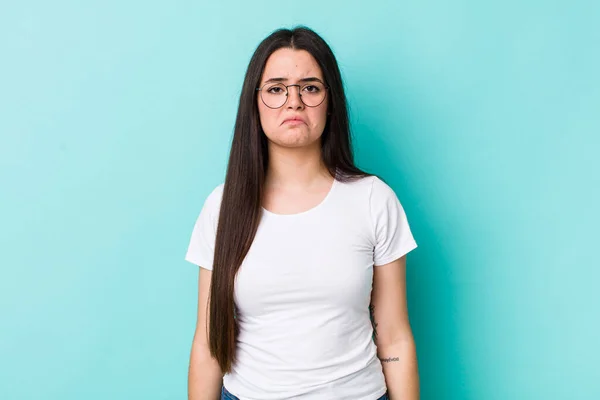 Young Adult Woman Feeling Sad Whiney Unhappy Look Crying Negative — Stock Photo, Image