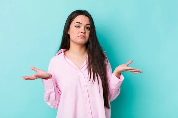 Young Adult Woman Feeling Puzzled Confused Unsure Correct Answer Decision — Stock Photo, Image