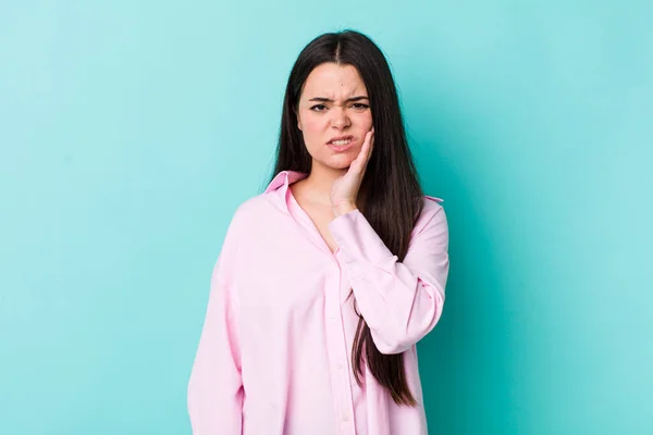 Jong Volwassen Vrouw Houden Wang Lijden Pijnlijke Kiespijn Zich Ziek — Stockfoto