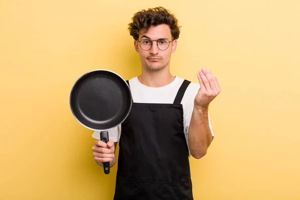 Junger Gutaussehender Kerl Mit Kapuze Oder Geld Geste Und Sagt — Stockfoto