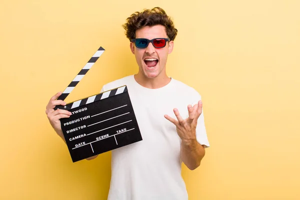 Young Handsome Guy Looking Angry Annoyed Frustrated Movie Concept — Stock Photo, Image