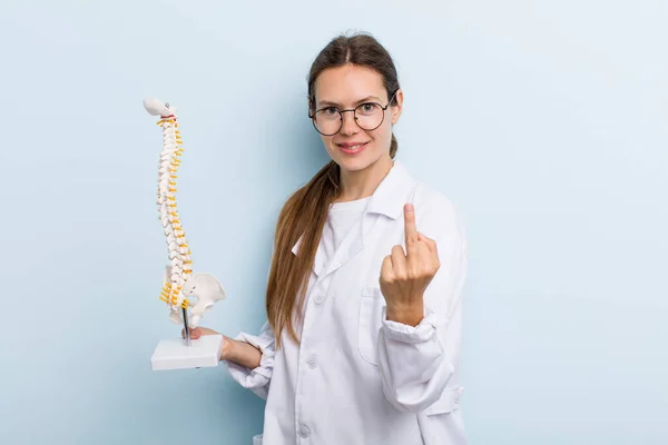 Young Adult Woman Feeling Angry Annoyed Rebellious Aggressive Spine Specialist — Stockfoto