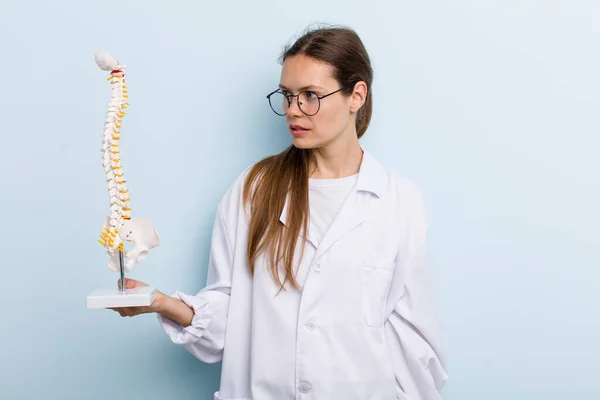 Young Adult Woman Feeling Sad Upset Angry Looking Side Spine — Stockfoto
