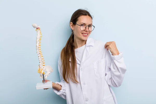 Young Adult Woman Looking Arrogant Successful Positive Proud Spine Specialist — Stockfoto