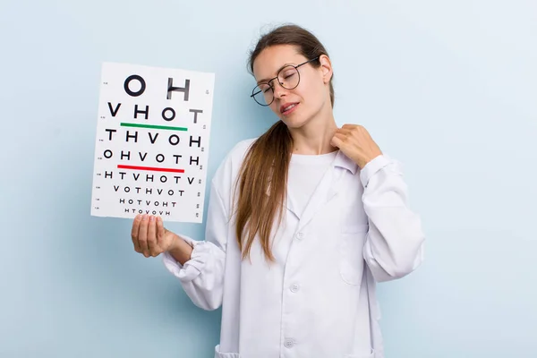 young adult woman feeling stressed, anxious, tired and frustrated. optical vision test concept