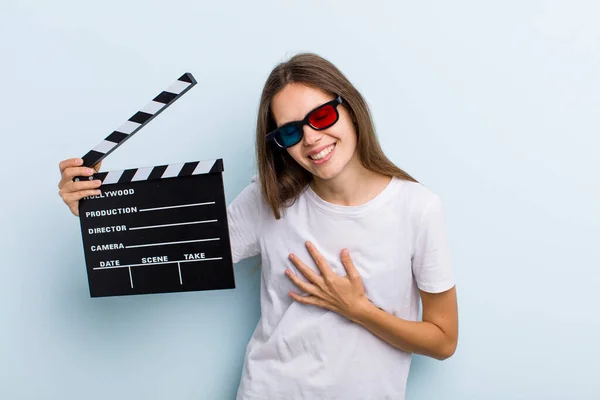 Young Adult Woman Laughing Out Loud Some Hilarious Joke Movie —  Fotos de Stock