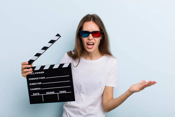 Young Adult Woman Looking Angry Annoyed Frustrated Movie Cinema Concept — Stockfoto