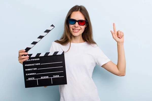 Young Adult Woman Feeling Happy Excited Genius Realizing Idea Movie — Stockfoto
