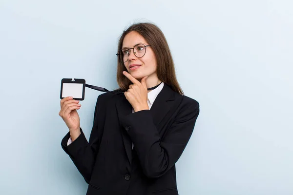 Young Adult Woman Smiling Happy Confident Expression Hand Chin Vip — Stockfoto